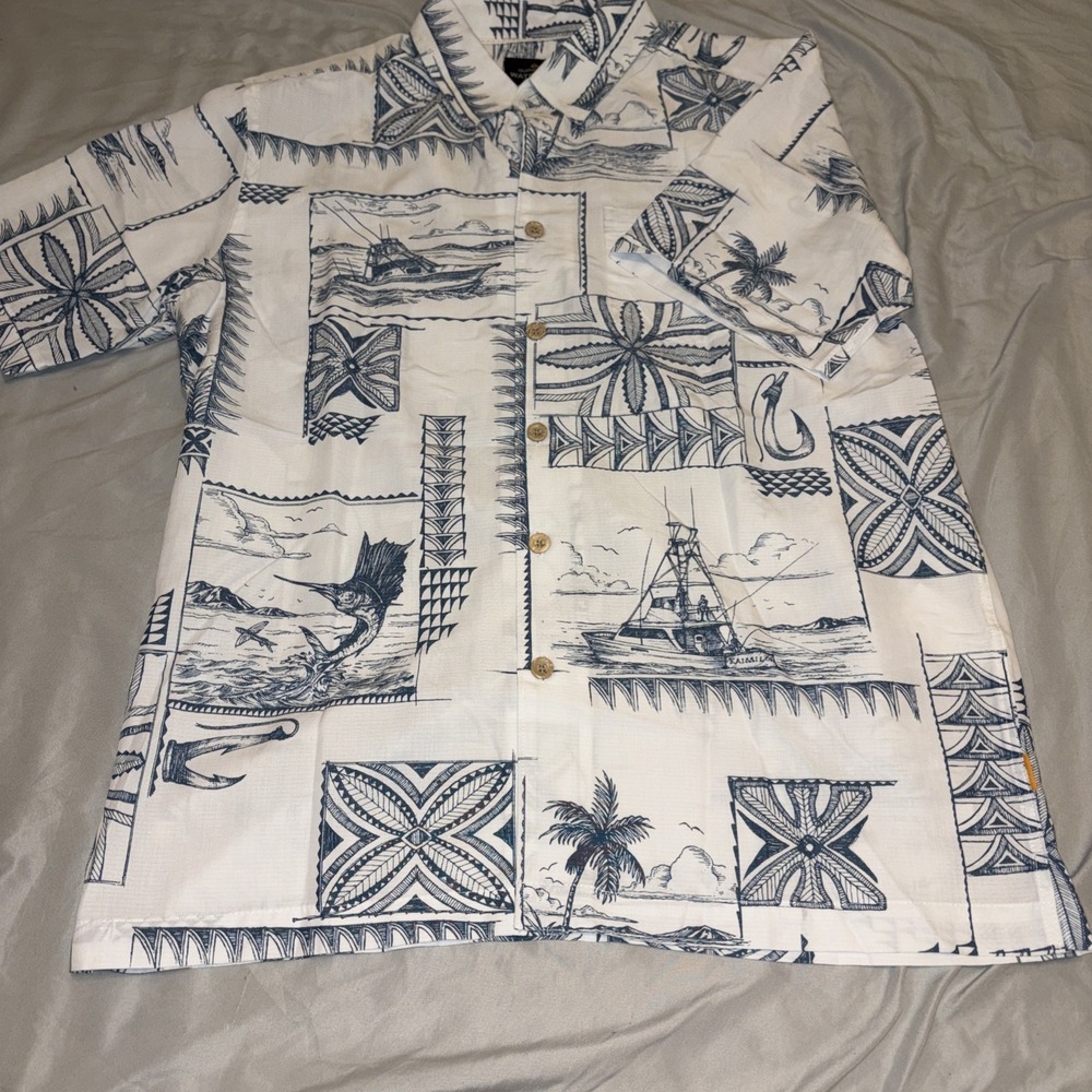 Quicksilver Waterman Comfort Fit Short Sleeve Button Up Shirt Mens Size S Blue - Picture 3 of 7